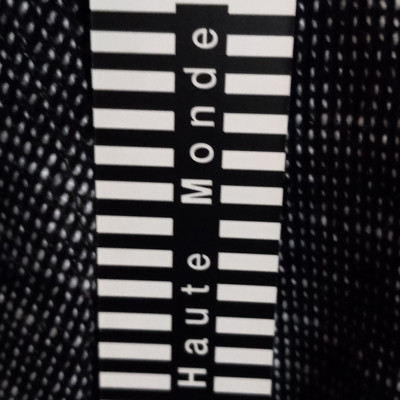 Haute Monde Women's Medium Black & White Tweed Sweater with Faux Leather Sleeves - Picture 9 of 10